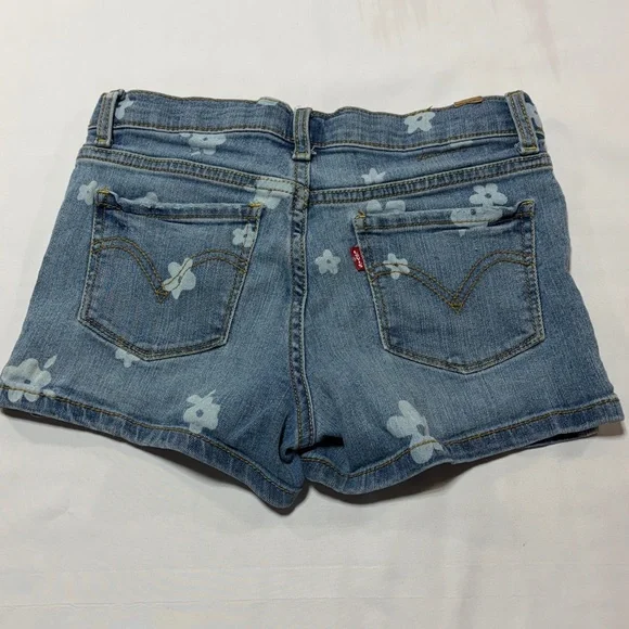 Levi’s Shorty Denim Shorts Floral Print Light Wash Girls 12 Regular - Picture 4 of 8